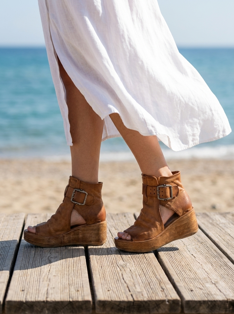 Patricia | Sandalias de cuña con hebilla