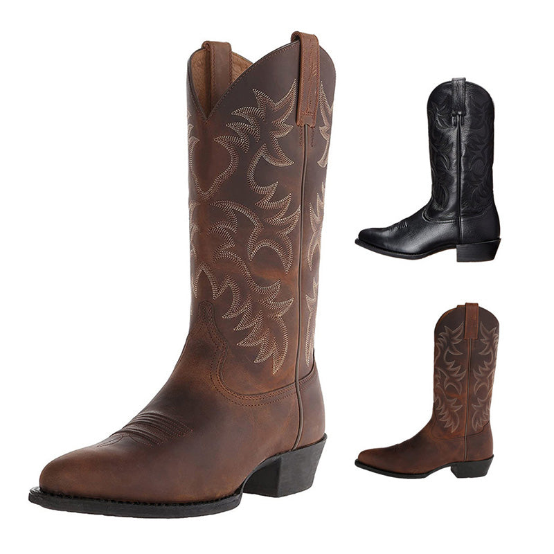 Botas Vaqueras Hombre de Piel Media Caña