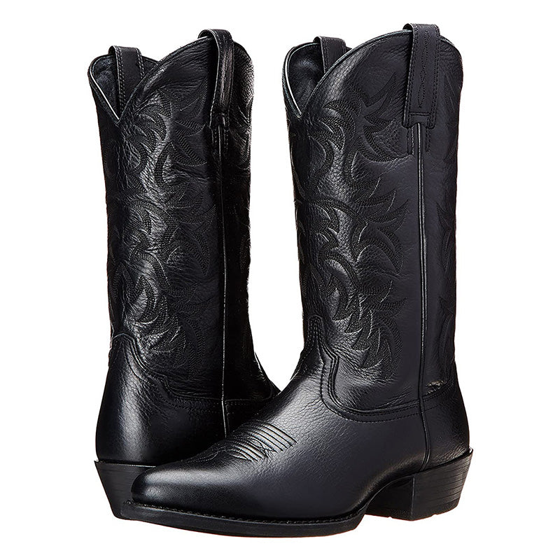 Botas Vaqueras Hombre de Piel Media Caña - Negro