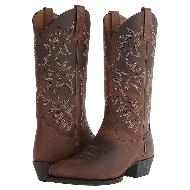 Botas Vaqueras Hombre de Piel Media Caña - Café
