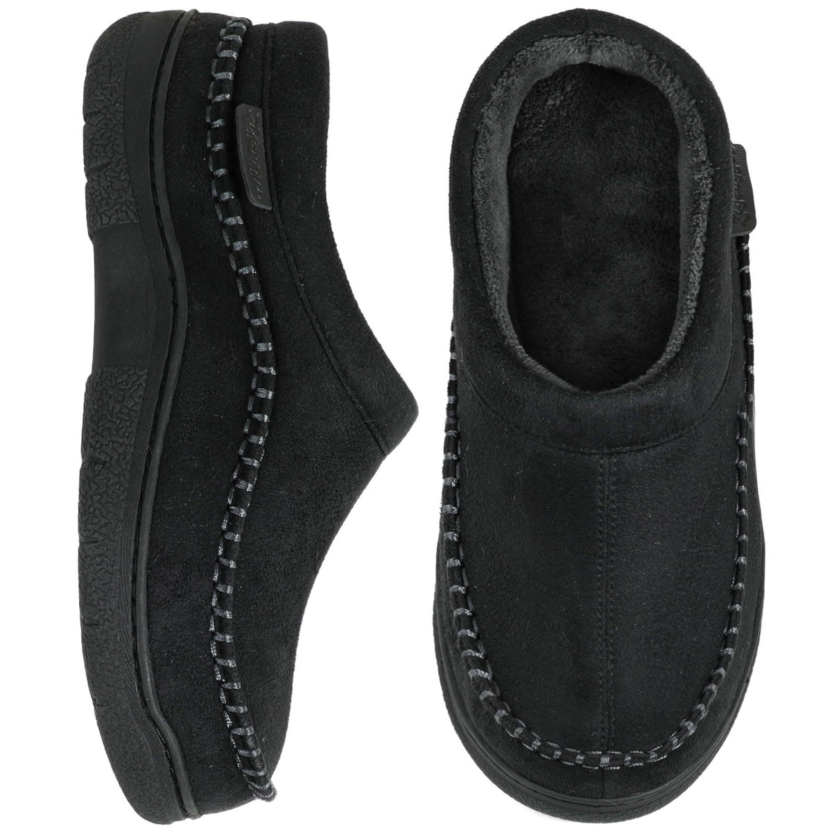 Pantuflas Hombre Tipo Gamuza con Forro Cálido - Negro