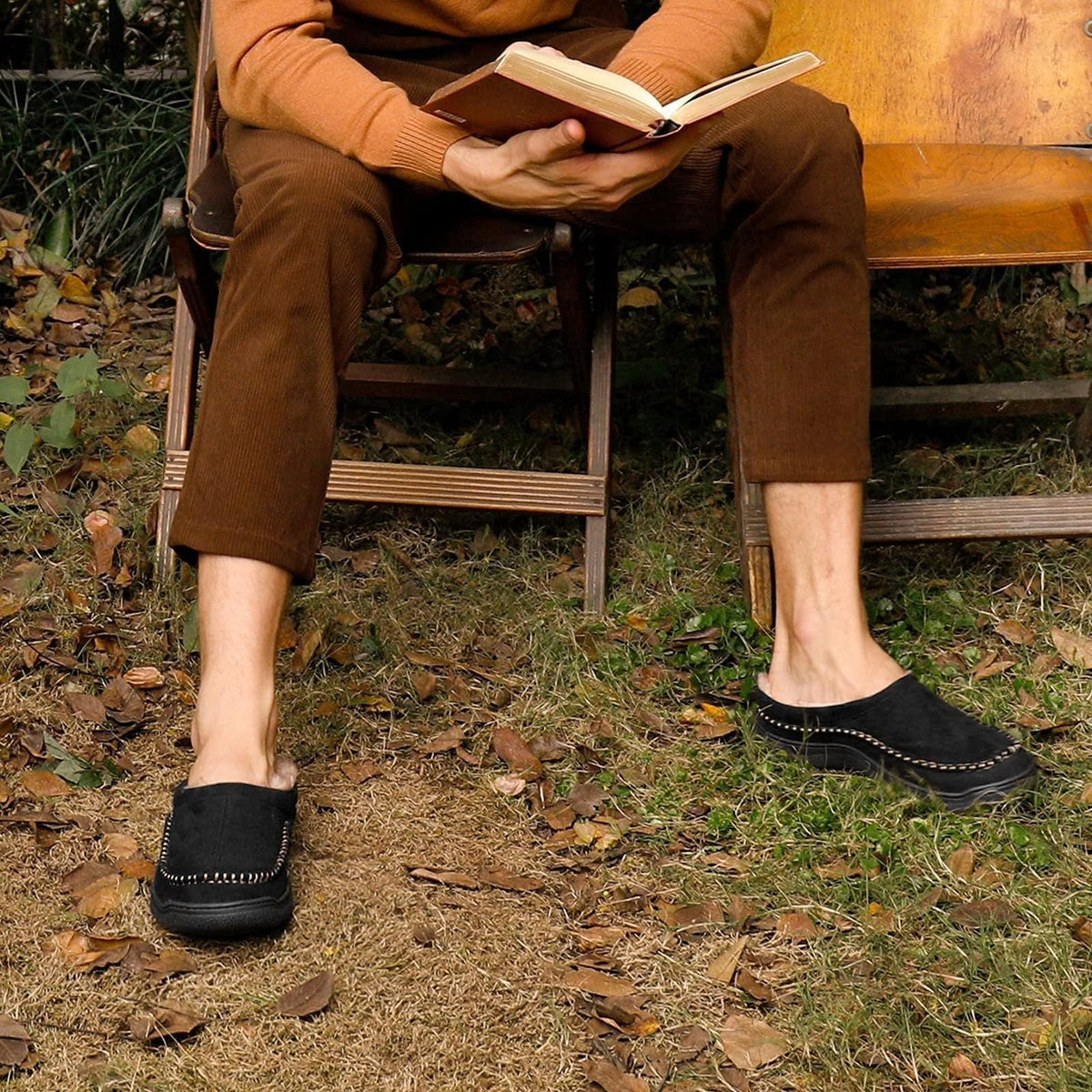 Pantuflas Hombre Tipo Gamuza con Forro Cálido
