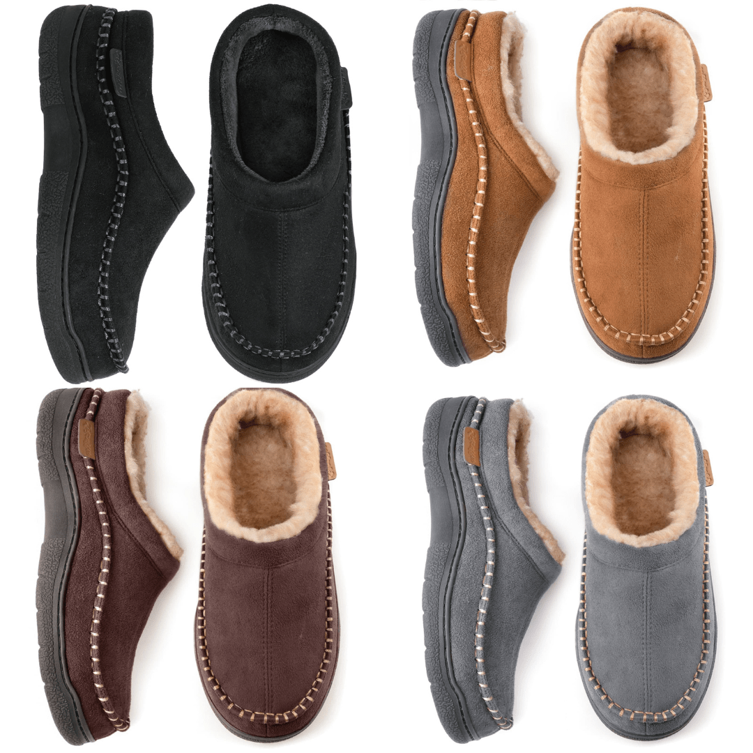 Pantuflas Hombre Tipo Gamuza con Forro Cálido