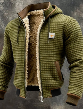 Chamarra acolchada hombre forro sherpa - Verde olivo