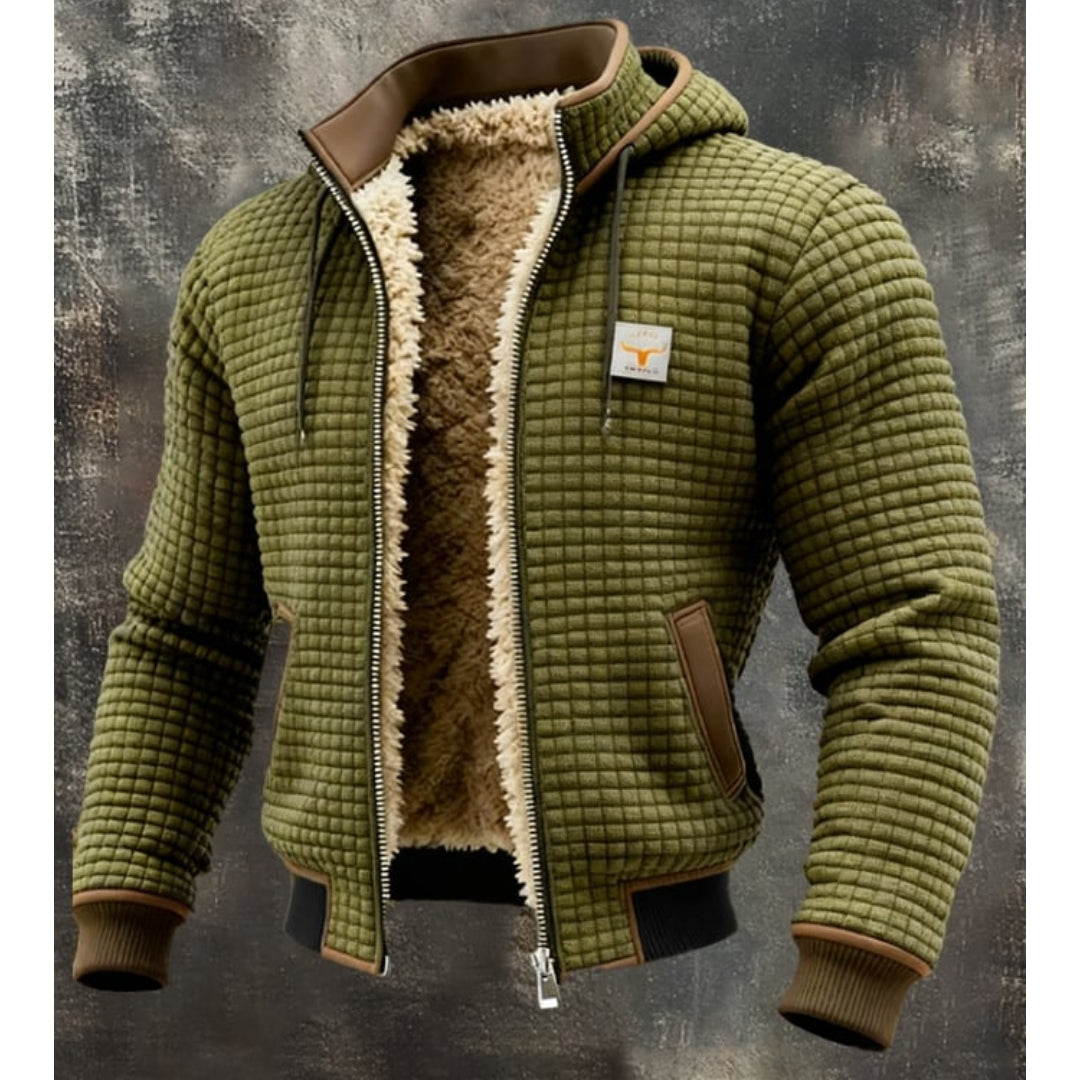 Chamarra acolchada hombre forro sherpa - Verde olivo