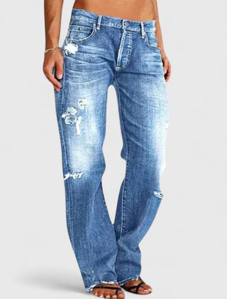 Heidi | Jeans Elásticos de Tiro Bajo y Pierna Ancha