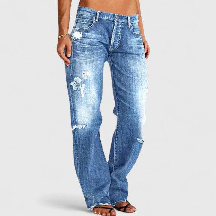 Heidi | Jeans Elásticos de Tiro Bajo y Pierna Ancha