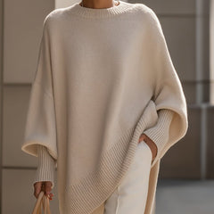 Suéter Tejido Mujer Oversize de Caída Suave - Beige