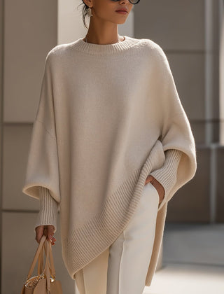 Suéter Tejido Mujer Oversize de Caída Suave - Beige