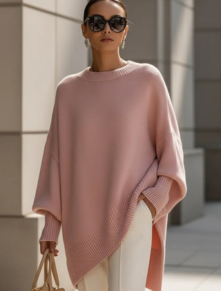 Suéter Tejido Mujer Oversize de Caída Suave - Rosa