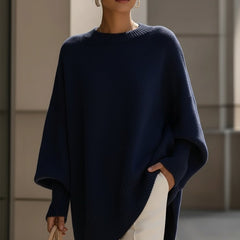 Suéter Tejido Mujer Oversize de Caída Suave - Azul marino