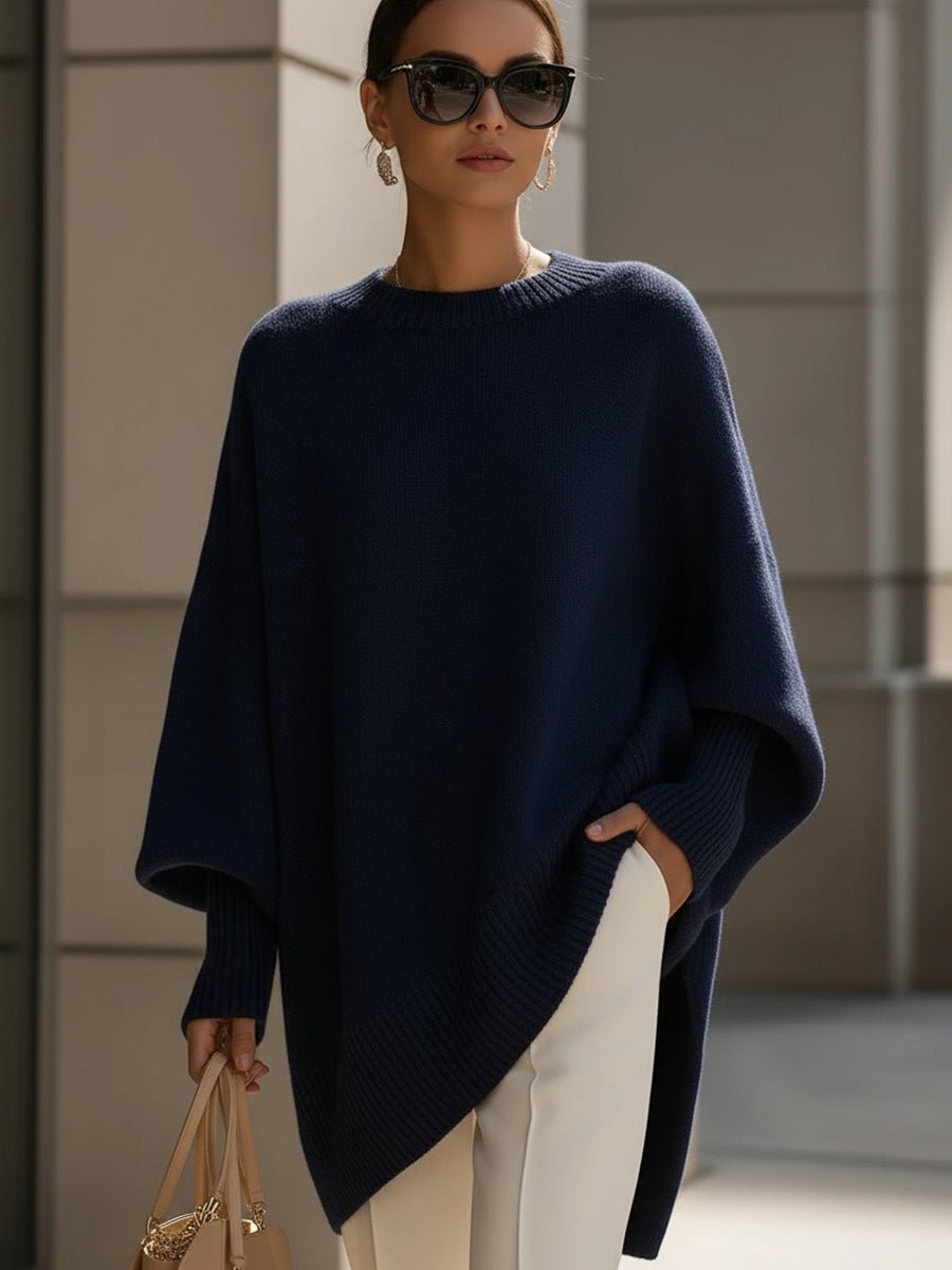 Suéter Tejido Mujer Oversize de Caída Suave - Azul marino
