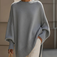 Suéter Tejido Mujer Oversize de Caída Suave - Gris
