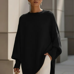 Suéter Tejido Mujer Oversize de Caída Suave - Negro
