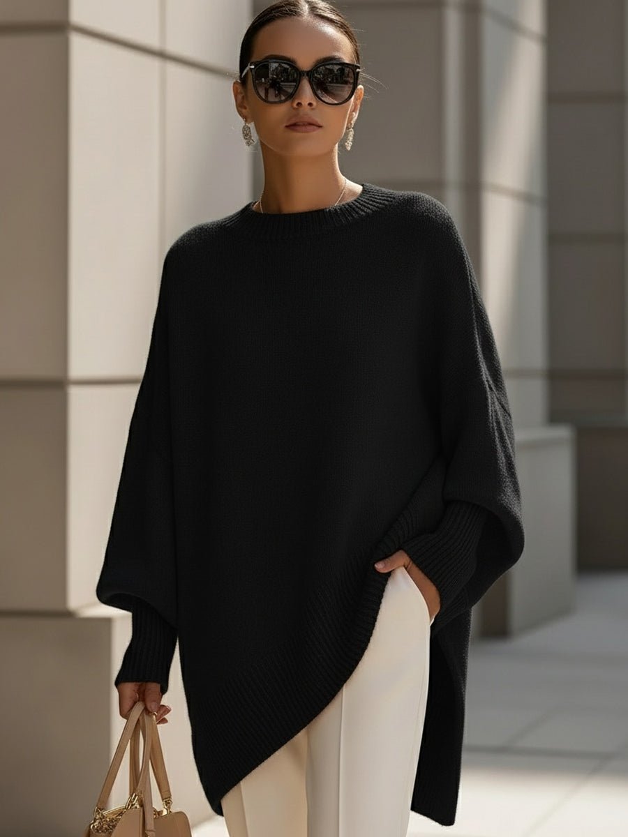 Suéter Tejido Mujer Oversize de Caída Suave - Negro