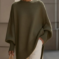 Suéter Tejido Mujer Oversize de Caída Suave - Verde olivo