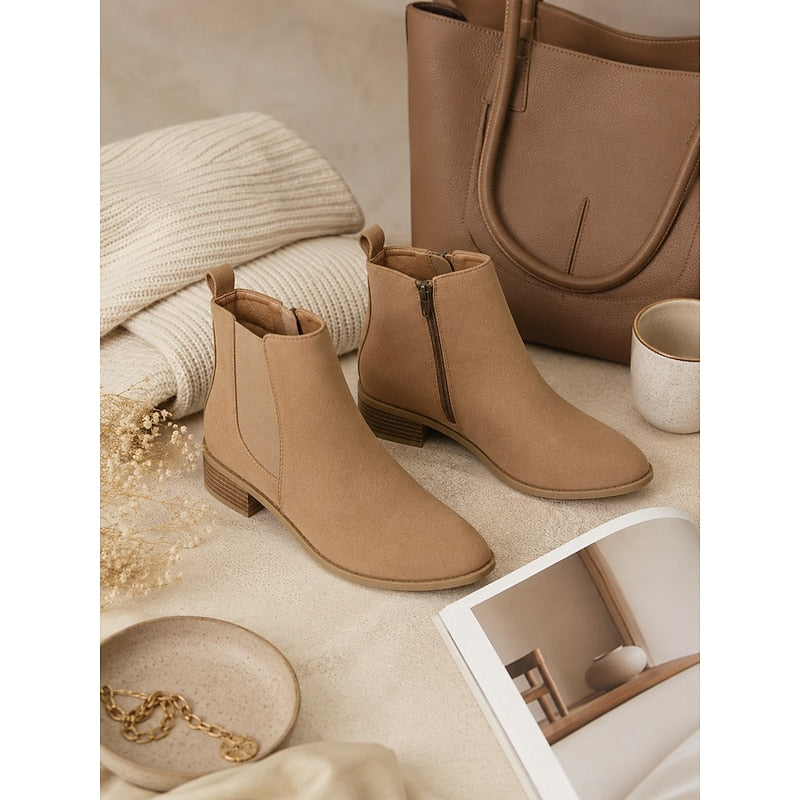 Botas Chelsea Mujer de Punta con Tacón de Bloque