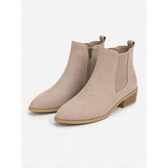 Botas Chelsea Mujer de Punta con Tacón de Bloque - Gris