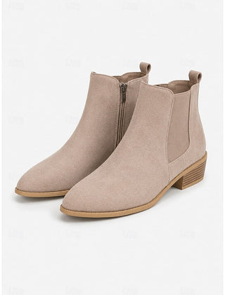 Botas Chelsea Mujer de Punta con Tacón de Bloque - Gris