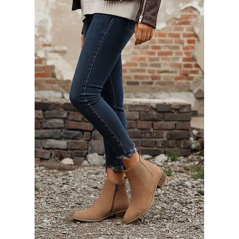 Botas Chelsea Mujer de Punta con Tacón de Bloque