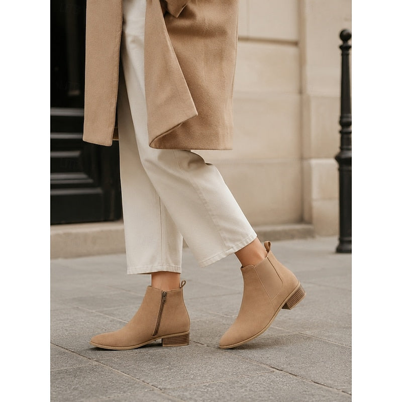 Botas Chelsea Mujer de Punta con Tacón de Bloque