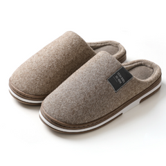 Pantuflas Hombre de Peluche sin Talón - Café
