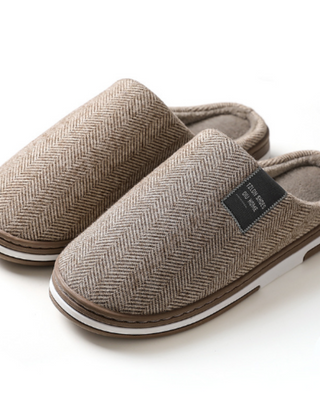 Pantuflas Hombre de Peluche sin Talón - Café
