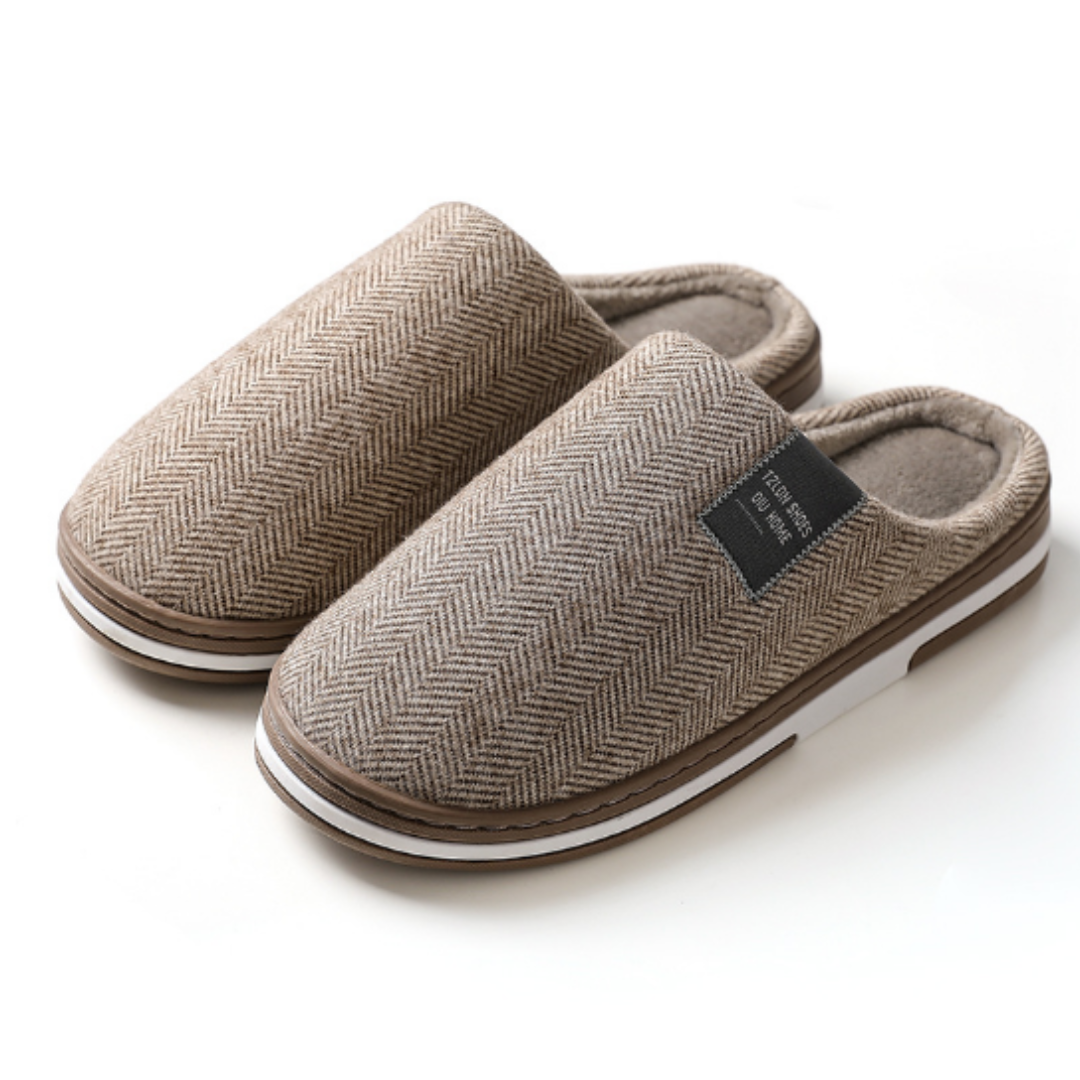 Pantuflas Hombre de Peluche sin Talón - Café