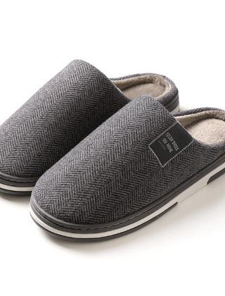 Pantuflas Hombre de Peluche sin Talón - Gris oscuro