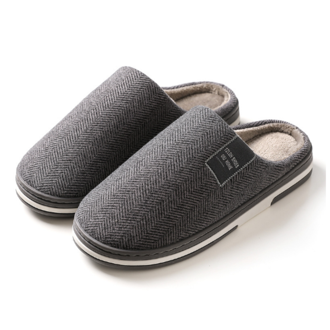 Pantuflas Hombre de Peluche sin Talón - Gris oscuro