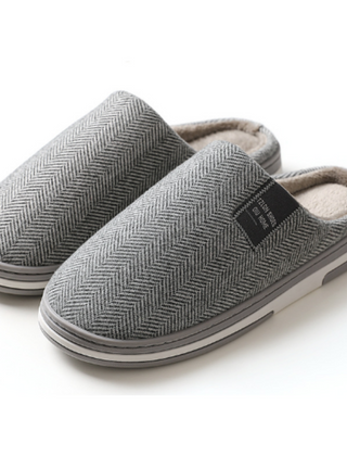 Pantuflas Hombre de Peluche sin Talón - Gris claro