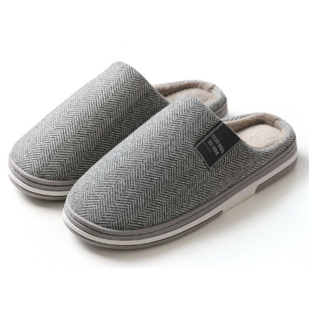 Pantuflas Hombre de Peluche sin Talón - Gris claro