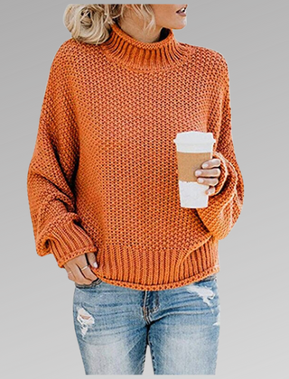 Suéter Tejido Mujer de Líneas Elegantes - Naranja