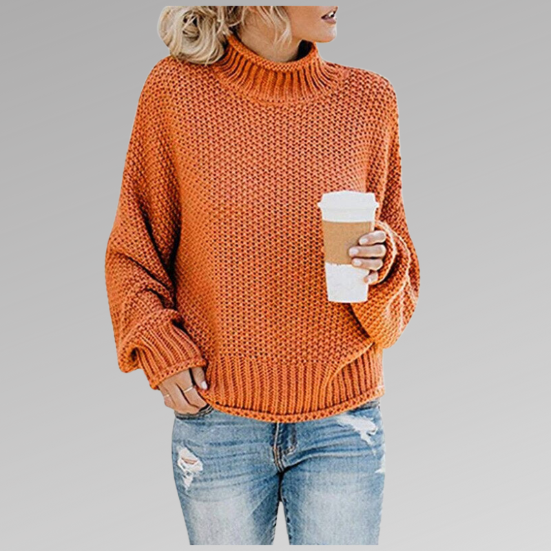 Suéter Tejido Mujer de Líneas Elegantes - Naranja
