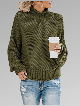Suéter Tejido Mujer de Líneas Elegantes - Verde