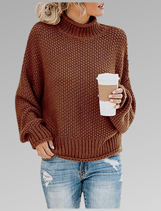 Suéter Tejido Mujer de Líneas Elegantes - Café