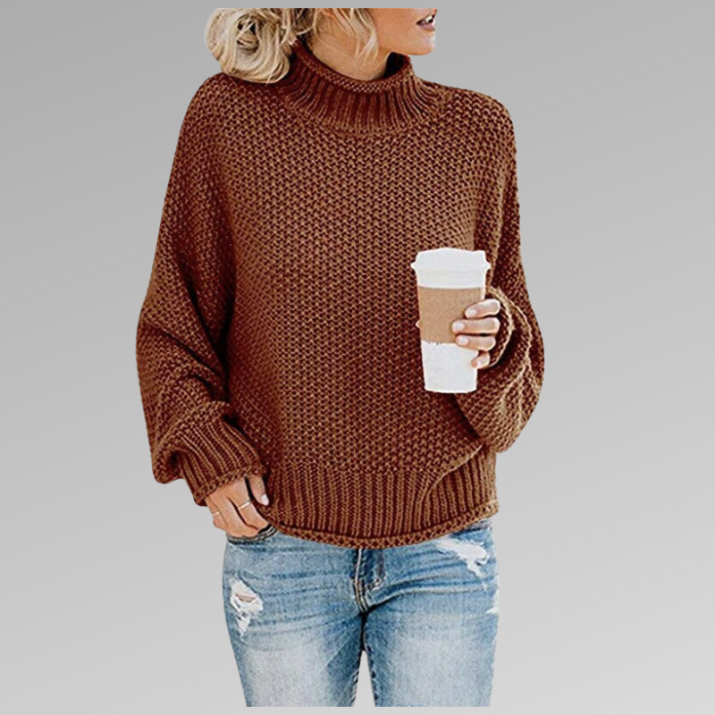 Suéter Tejido Mujer de Líneas Elegantes - Café