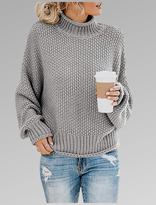 Suéter Tejido Mujer de Líneas Elegantes - Gris
