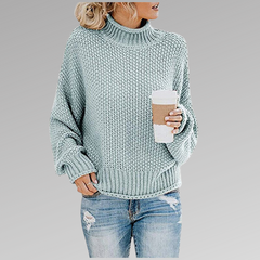 Suéter Tejido Mujer de Líneas Elegantes - Azul bebé