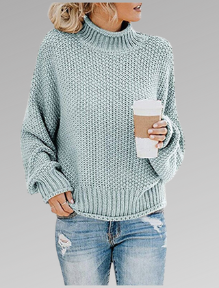 Suéter Tejido Mujer de Líneas Elegantes - Azul bebé