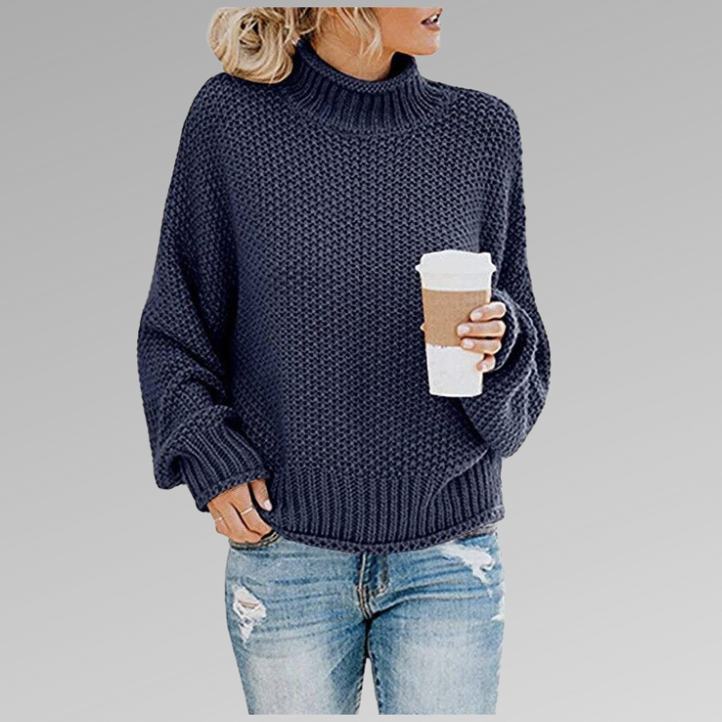 Suéter Tejido Mujer de Líneas Elegantes - Azul