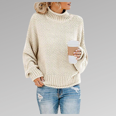 Suéter Tejido Mujer de Líneas Elegantes - Crema