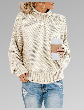 Suéter Tejido Mujer de Líneas Elegantes - Crema