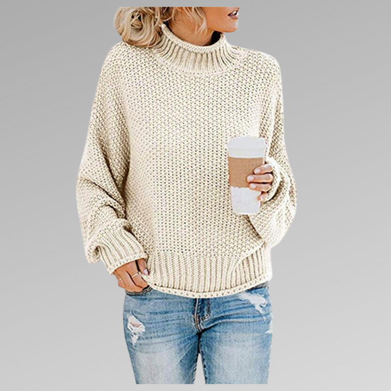 Suéter Tejido Mujer de Líneas Elegantes - Crema