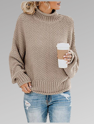 Suéter Tejido Mujer de Líneas Elegantes - Beige