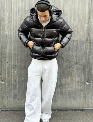 Chamarra acolchada hombre puffer sherpa - Negro