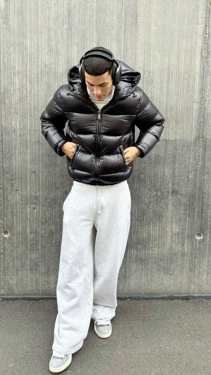 Chamarra acolchada hombre puffer sherpa - Negro
