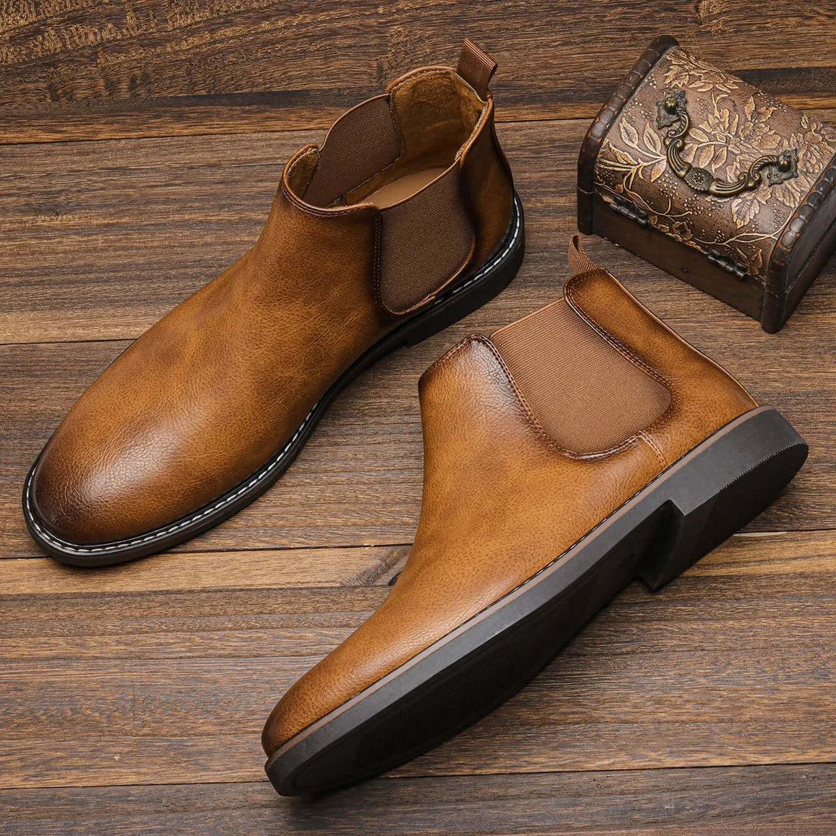 Botines Chelsea Hombre de Diseño Atemporal - Café claro