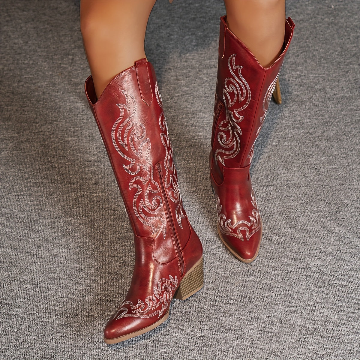 Botas Vaqueras Mujer Altas con Tacón de Bloque