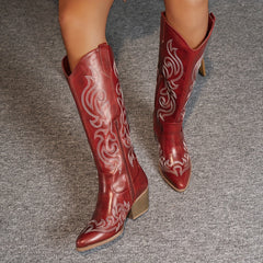 Botas Vaqueras Mujer Altas con Tacón de Bloque